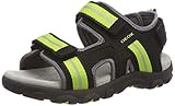 Obermaterial: Synthetik Geox Jungen JR Strada A Peeptoe Sandalen, Schwarz (Black/Lime Green C9b3s), 26 EU
