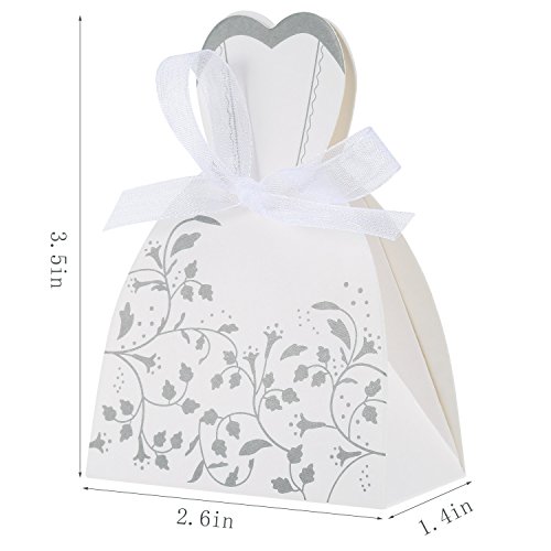 Foonii® 100 Stück Süßigkeiten Schachtel Hochzeitskasten Bonbons Schachtel für Hochzeit, (50 paar) Hochzeit Brautkleid Entwurf Brautpaar Gastgeschenk - 3