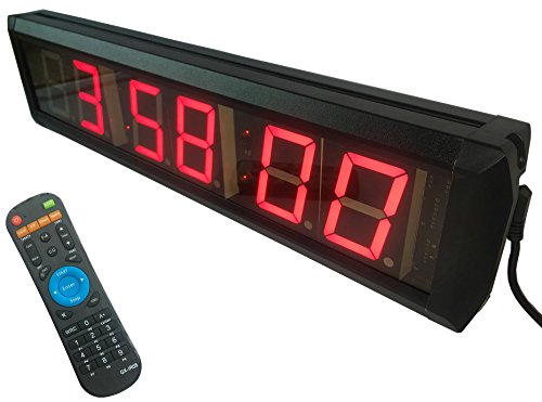 ganxin 5,8 cm Hohe 6 Ziffern LED Wanduhr, mit Countdown/Up Digital Timer, 12/24-Stunden Real Time Uhr, Stoppuhr von Fernbedienung - 3
