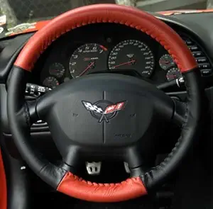 BIGZOOM Double Colour Orange Black Stalian Leather Car Steering Wheel Cover for Maruti Wagon R