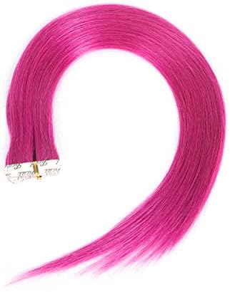 Winky Wiggery 14"-22" 50g/20pcs Tape In Hair Extensions 100% Remy Human Hair Silky Straight Tape Hair Extensions (14"-50g, # Deep Pink)