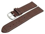 Meyhofer Uhrenarmband Pensacola 16mm Dunkelbraun Leder Clip-Anstoß Alligator-Prägung ohne Naht MyHeklb187/16mm/dbraun/clip/oN