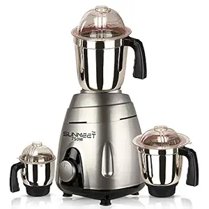 Sunmeet Juicer Grinder, 750W, 3 Jars (Silver)
