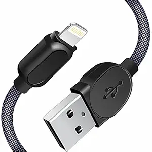 MYVN 3A Nylon Braided USB Data Sync & Fast Charging Durable Cable Compatible with iPhones, iPad Air, iPad Mini, iPod Nano and iPod Touch(1m, Grey)