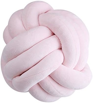 Pengmma 3 Lines Knot Ball Pillow Soft Plush Cushion Photography Prop Decoration (Pink,Dia.22cm)