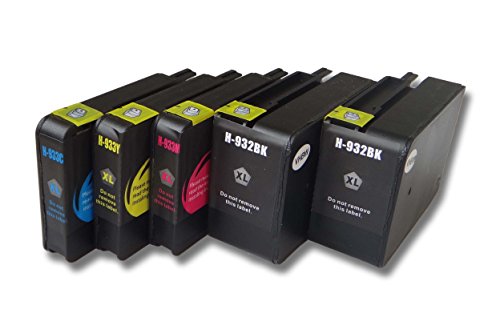 vhbw 5x kompatible Ersatz Tintenpatrone Druckerpatrone Set mit Chip für Drucker HP Officejet 6100 Eprinter, 6600, 6700, 7110, 7510, 7600, 7610, 7612
