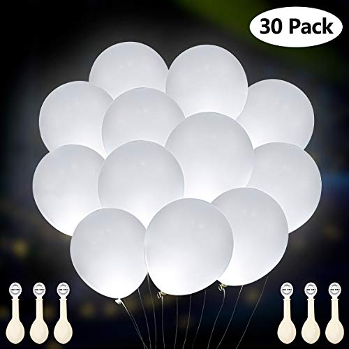 GIGALUMI Palloncini LED 30pcs Palloncino Luminosi Palloncini Bianchi Luce LED Bianca per Compleanno, Festa, Matrimonio, Decorazione di Festival