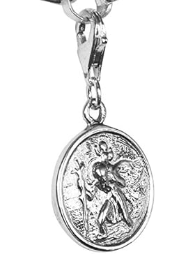 Charm mit Karabinerhaken, Sterlingsilber, Motiv St. Christophorus