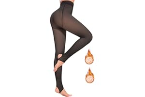 Jiuday Collant Polaire Femme Effet Transparent, Collants Thermiques, Collant Chaud Femme Hiver, Collant Opaque Grande Taille Élasticité Taille Haute