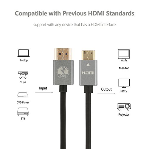 P&A Mini-HDMI Stecker (Typ C) zu HDMI Stecker (Typ A) Kabel 1m – Schwarz - 2