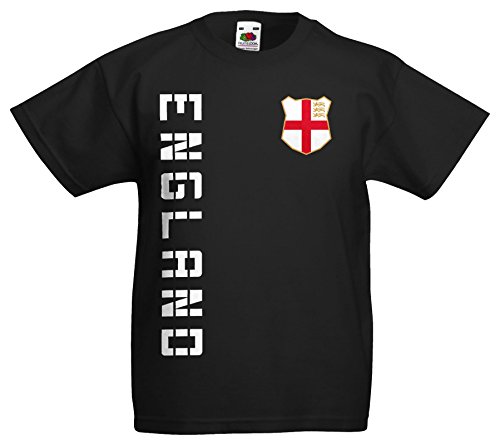 England EM 2016 Kinder T-Shirt Trikot Name Nummer (Schwarz, 128)