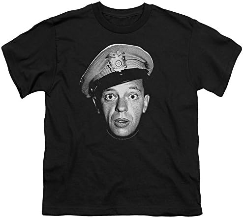 Andy Griffith/Barney Head Big Boys Youth Shirt (Black, Large)