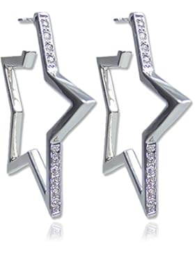 Stern Creolen Ohrringe mit Kristallen von Swarovski® Silber Gold NOBEL SCHMUCK