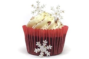 TOP THAT Lot de 50 décorations de gâteaux en papier comestible prédécoupées en forme d'étoiles dorées - Parfaites pour les cupcakes de Noël ou les décorations de table
