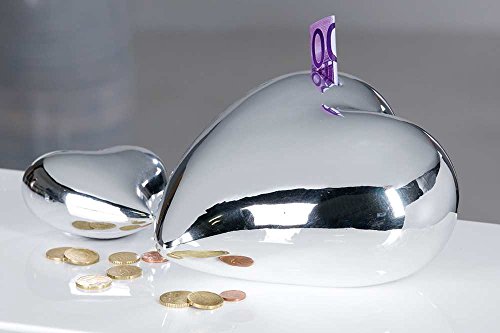 Casablanca Spardose Herzlich aus Keramik silber glasiert mit Schloss abschließbar Ø 12 cm 76500