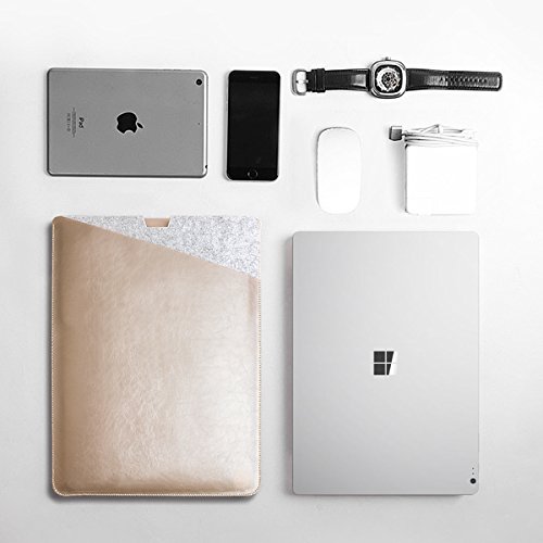 WALNEW 13.5 Microsoft Surface Book 13.5 Zoll Schutzhülle, Hülle, Case, Cover, mit Zwei-Taschen-Design mit Geschütztem Inneren und Externem Mousepad,Gold - 6