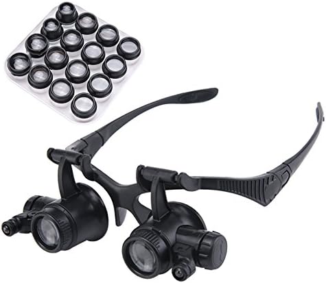 Head-Mounted Glasses Magnifier HD High Maintenance Watch Engraving Embroidery Reading 20 X 25X Portable