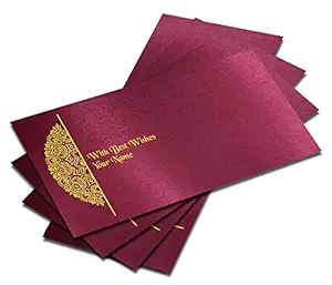 Brown Cloud Customised Exclusive Designer Satin Burgundy Shagun/Money/Gift Envelope/Cover/Lifafa for Gift/Festival with Personalized Text Message/Name/Photo (003) (Pack of 10)