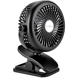 Fanzhou Petit Ventilateur Clip Silencieux Ventilateur de Table 3 Vitesses Réglables Electrique Ventilateur a Pile USB Rechargeable Rotation à 360° pour Poussette, Voiture, Camping, Bureau,Mobile,etc.
