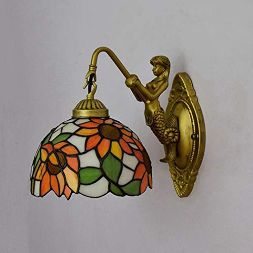 YJFFAN Europäische Retro-Pastorale Wand Lampe, Amerikanisches Land Bunt Glas Wandleuchten, Wohnzimmer Esszimmer Bar Gang-Halterung Lichter 8-Zoll 110V-240V