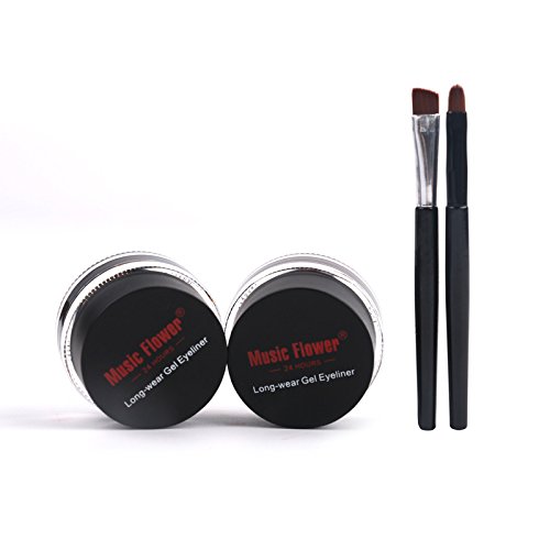 Lover Bar 2 in 1 Gel Eyeliner Kit Braun und Schwarz+Katze Formen Schablone Schminke Pinsel Set-Make Up Wasserdicht Kosmetik Creme Augen Liner-Professionelles Vegan Schatten Lang Anhaltender Lidstrich - 8