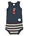 Bright Bots 3/6m Baby Boy Vest Singlet Top and Nappy Cover 2 Pce Set - Navy Stripe