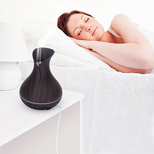 Aroma Diffuser, Luftbefeuchter ultraschall 400ml Raumbefeuchter Humidifier mit Kalten Nebel Abschaltautomatik LED Farbwechsel (Dunkles Holz) - 8
