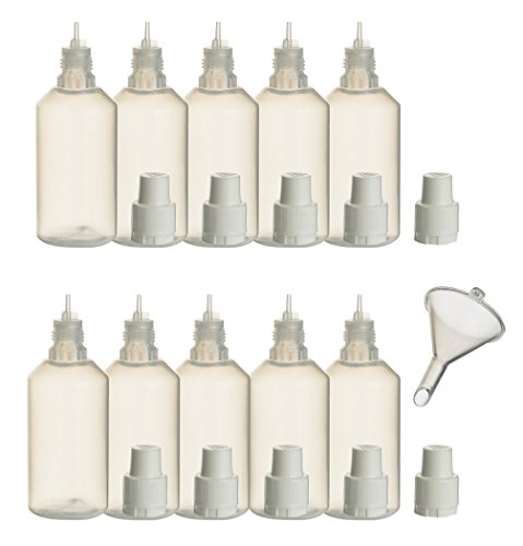 10 Stück PP-Flaschen 50 ml incl. 1x Füll-Trichter - Leerflasche Kunststofflasche Plastikflasche Spritzflasche quetschbar zum befüllen und mischen