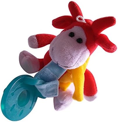 Quner® Infant Pacifier Holder Natural Teether Teething Toy for Baby, Toddler and Children,Red Cow