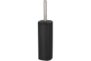WENKO Brosse WC fermée Alassio, porte brosse WC au design fermé avec brosse WC noire et tête de brosse WC remplaçable de Ø 8,5 cm , Acier, 9,3x39,2x9,3 cm, noir mat