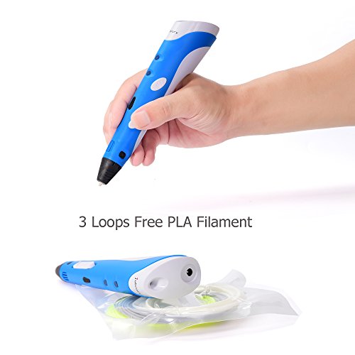 Juboury JBY-I 3D-Pen.Stift für 3D Zeichnungen zur Erstellung von dreidimensionalen Zeichnungen, Kunstwerken, Modellen von Hand. Kompatibel mit 1,75 mm ABS und PLA Filament (Blau) - 5
