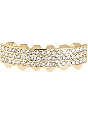 One Size Fits All Bling Grillz - THREE LINE BOTTOM - Gold