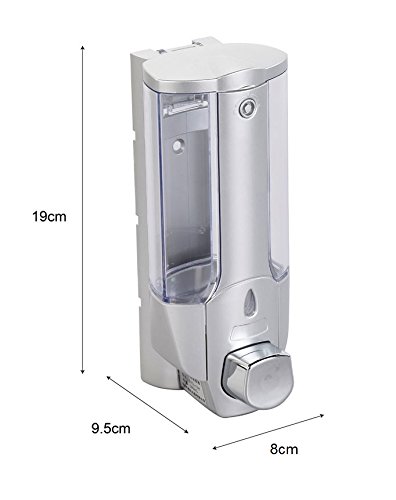 axentia Chrom-Seifenspender zur Wandmontage – Universalspender für Duschgel, Shampoo, Seife – Wandseifenspender verchromt – Wand-Spender für Flüssigseife 380 ml – Dispenser für Bad & Dusche - 2