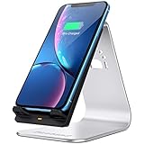 Bestand Fast Wireless Charger, 2-coil Charging Stand Holder Compatible with All Qi-enabled Devices Silver