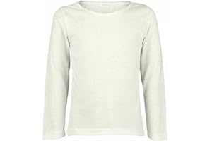 Nathnic® Girls Boy Kids Plain Basic Long Sleeve Round Neck T-Shirt Stretch Uniform PE School Tee Top Age 3-13 Years