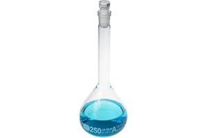 ALWSCI 2 pcs 250mL Volumetric Flask, Globe Glass with Glass Stoppers, 3.3 Borosilicate Glass, Class A, White Graduation, Volumetric Flask for Laboratory School Project