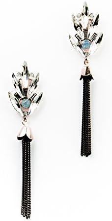 Ladies Spring Art Black Deco Tassle Drop Earrings
