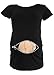 Happy Mama Women's Maternity Funny Humour Baby Print T-shirt. 443p (Black, 14/16)