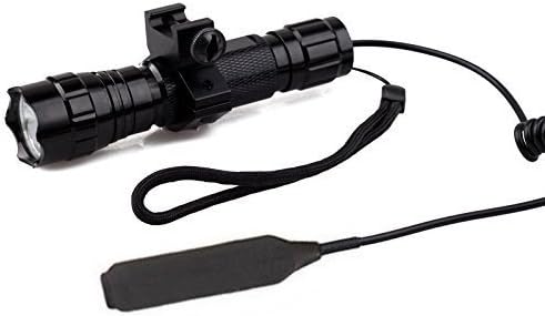 LiteMax Waterproof Tactical Torch Flashlight Ultra Bright Cree Xm-L2 LED 1200 High Lumens 1 Mode 3-18V Hunting Lamp Torch with Pressure Switch and Rail Rifle Mount for Picatinny AR (Battery not included)