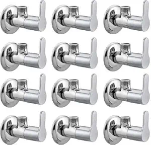 ZESTA Flora Angle Valve Brass Disc Stop Cock for Bathroom Taps, Geyser and Wash Basin Connection with Flange (Chrome Finish, 12-Pieces)