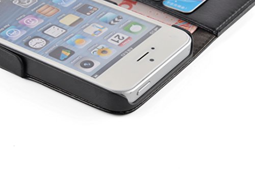 JAMMYLIZARD iPhone se  iPhone 5 5s Funda de piel   0009234       Tel  fono M  vil  Lujosa Funda Series  piel Flip case cover Carcasa con tarjetero funda de piel  color negro