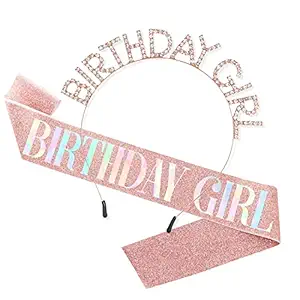 Party Propz Birthday Girl Sash And Crown For Happy Birthday, Girls Birthday Items Combo Kit