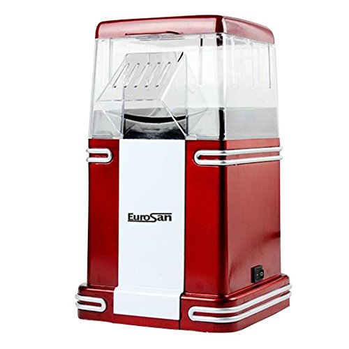 Eurosan PC Popcorn Machine, Classic Design, Hot Air, Gift Box, Red/ White