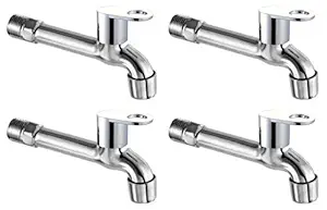 Drizzle OreoMini Long Body Bib Cock Bathroom Tap With Foam Flow Brass Chrome Plated (standard size) 4 Piece