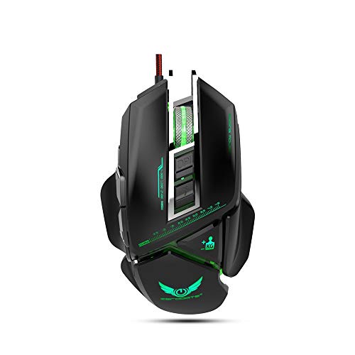 Preisvergleich Produktbild BMSGM Programmierbare Gaming-Maus, benutzerdefinierte Makrobearbeitung, einstellbare DPI mit 4 Stufen, RGB-Lichtmodi mit max. 3200 DPI,Black
