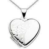 Medaillon Herz - 925 Sterling Silber + Innenausstattung (Schutzfolie + rote Bildunterlage) - Mit origineller Verzierung