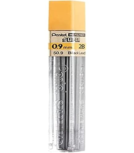 Pentel, portamina giallo P209 da 0,9 mm della serie P200, matita ricaricabile con le mine, gomma P209-G (confezione da 3