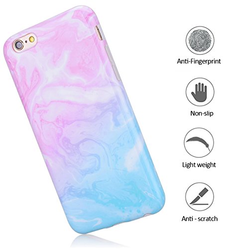 Funda iPhone 6 Plus  E-Lush M  rmol Suave Silicona TPU Carcasa Ultra Delgado Flexible Gel Parachoques Goma Mate Opaco Case Cover iPhone 6s Plus Bumper Amortigua Golpes Protectiva Caso para iPhone 6 Plus  5 5 Pulgadas  Smartphone Anti-Rasgu  o y Resistente Tapa - Rosado con Azul