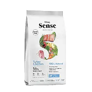 Dibaq Sense Puppy Grain Free Turkey and Salmon 56% Total Meat Complete Hypoallergenic Specially for Puppies for All Breads Form First Month Until The Age of 12 to 18 Months (12kg)