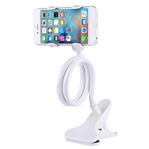 Handyhalterung Universal Handyhalter Lazy Mount Schwanenhals bis 55cm LÃ¤nge frei einstellbar 360Â° drehbar mit Kugelgelenk fÃ¼r alle Handy/Smartphone-Modelle bis 11,5cm Breite Clip Holder WeiÃŸ wortek